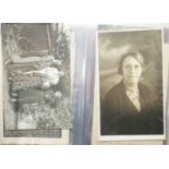 A box of postcards and cigarette cards in two albums and loose topographical including Isle of