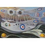 Terry Clarke (b.1932), oil on board, 'Flying Boat', signed, 42 x 60cm