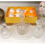 A Chinese boxed teaset and a group of glass