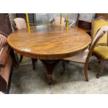 A 19th century Continental mahogany circular tilt top breakfast table, diameter 128cm, height 71cm