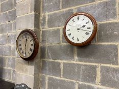 A Victorian fusee wall dial, (repainted) and a Smiths wall dial (no movement)
