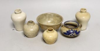 A group of Chinese blanc de chine small jars, Fujian kilns, 15th - 17th century and other vessels,