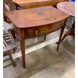 A George III mahogany bow front side table, width 76cm, depth 50cm, height 71cm