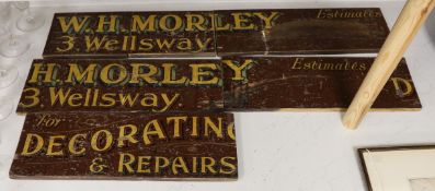 W.H. Morley painted wood trade signs