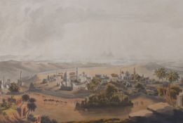 Havell after Henry Salt, coloured aquatint, 'The Pyramids at Cairo', visible sheet 51 x 71.5cm