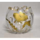 A Bohemian gilt decorated glass bud shaped bowl, early 20th century, 19cms high