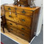 A Victorian brass bound mahogany two part military campaign chest, width 99cm, depth 45cm, height