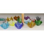 Twelve Chance glass handkerchief vases, Approximately 10.5 cm high