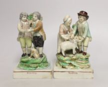A pair of Ralph Wood pearlware groups Friendship and Tenderness, late 18th century, friendship