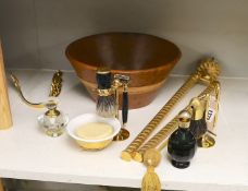 Harrods gold-plated bathroom fittings, Faberge atomiser, stylish shaving equipment, together with