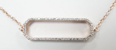 A gilt 925 and diamond chip set open work bracelet, 17cm.