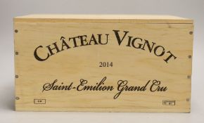Six bottles of Château Vignot 2014 St. Emilion Grand Cru