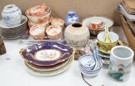 A group of mixed Chinese, Japanese and English ceramics