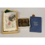 A group of coins, medals including a cartwheel twopence 1797 and an Elizabethan vellum deed
