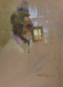 Tom Quinn (b.1918), oil on paper, Self portrait, signed, 37 x 27cm