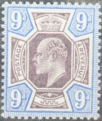 Great Britain Edward VII stamps in auction folders with 9d-10d-one shilling, mint, officials mint