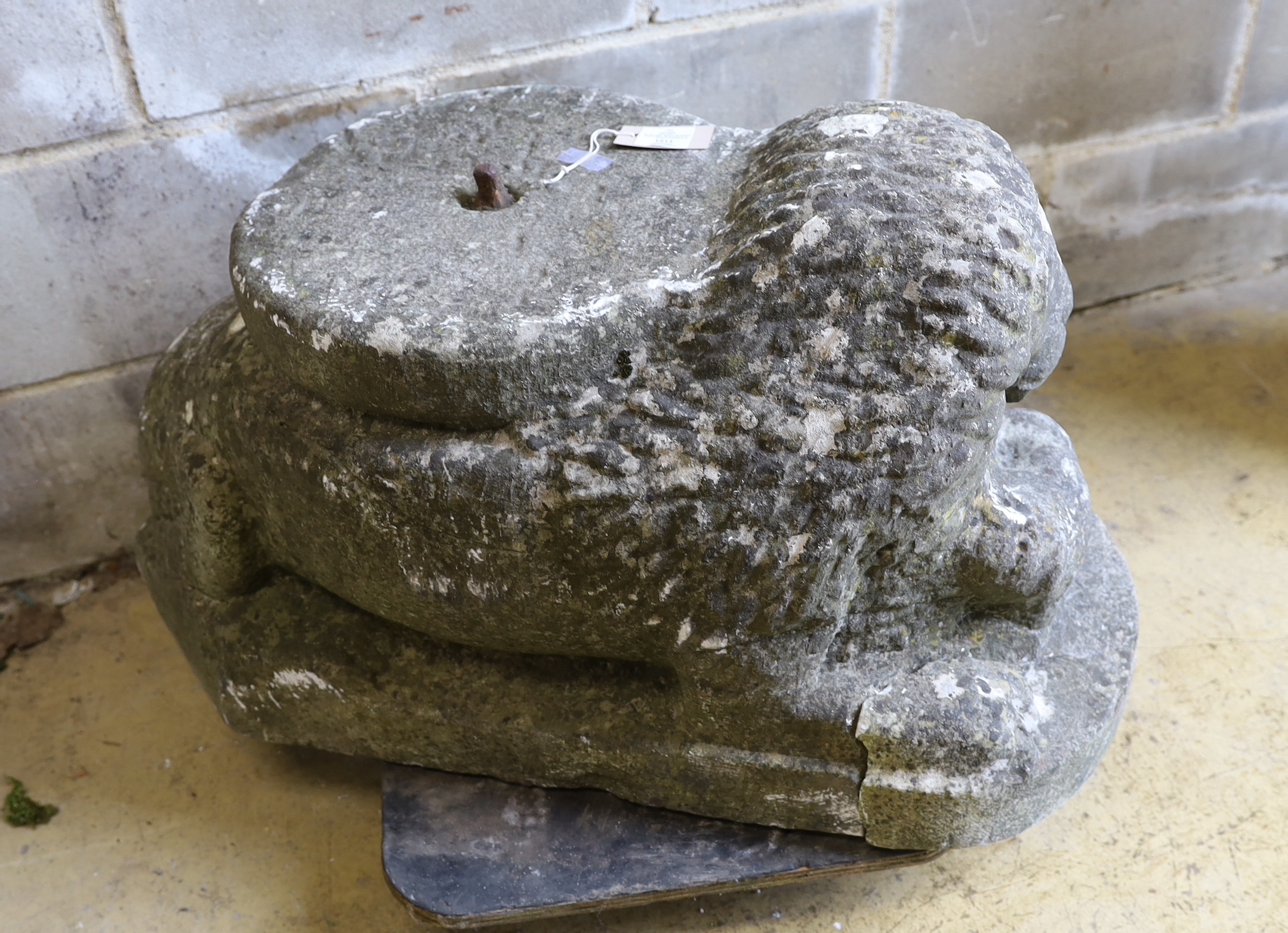 A carved stone lion, length 84cm, depth 40cm, height 45cm - Image 4 of 5