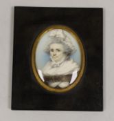 Attributed to George Chinnery (1774-1852), portrait miniature on ivory, Portrait of Mrs Fenwick, 8 x