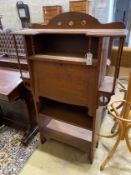 An Arts & Crafts oak student's bureau, width 85cm, depth 28cm, height 133cm