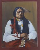L. Burrows, oil on board, ‘Spotted Tail’ portrait of a Native American gent. Signed and dated