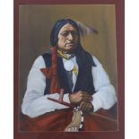 L. Burrows, oil on board, ‘Spotted Tail’ portrait of a Native American gent. Signed and dated