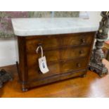 A French marble top Louis Philippe mahogany apprentice commode, width 37cm, depth 18cm, height 30cm