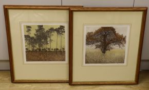 Phil Greenwood, pair of limited edition prints, 'Little Oak' and 'Bracken Moon', signed in pencil
