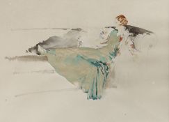 Sir William Russell Flint (1880-1969), watercolour, Portrait of Mrs Bradley Moore, signed and