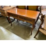 A late Victorian mahogany two drawer side table, width 106cm, depth 53cm, height 72cm