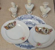 Royal Commemorative ceramics - Royal Worcester Queen Victoria Golden Jubilee plate, three Arcadian
