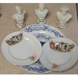 Royal Commemorative ceramics - Royal Worcester Queen Victoria Golden Jubilee plate, three Arcadian
