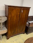 A George III mahogany side cabinet with pigeonhole interior, (altered) width 102cm, depth 34cm,