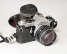 A Pentax ME Super SLR camera