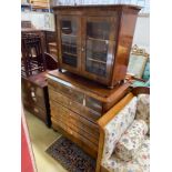 A 19th century French mahogany cabinet on chest, width 98cm, depth 51cm, height 176cm