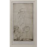 § § Sir William Russell Flint RA PRWS (1880-1969), drypoint etching, Nude seated upon an ionic