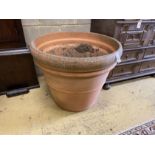 A large Italian circular terracotta garden planter, diameter 76cm, height 64cm