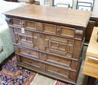 A late 17th /early 18th century oak chest, width 99cm, depth 54cm, height 95cm