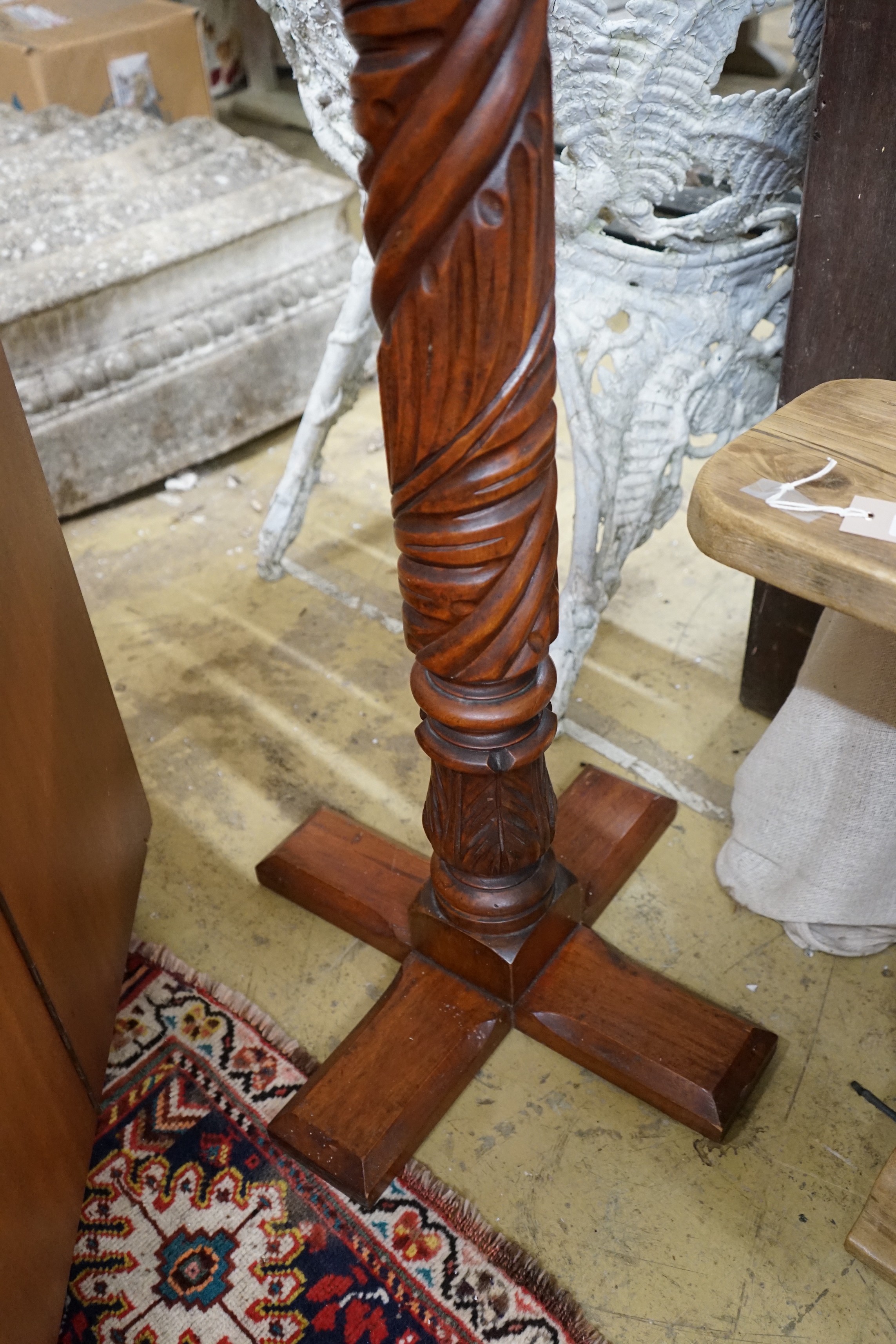 A Victorian and later oak and mahogany pedestal, height 122cm - Image 4 of 4