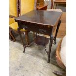 A late Victorian mahogany envelope card table, width 56cm, height 74cm