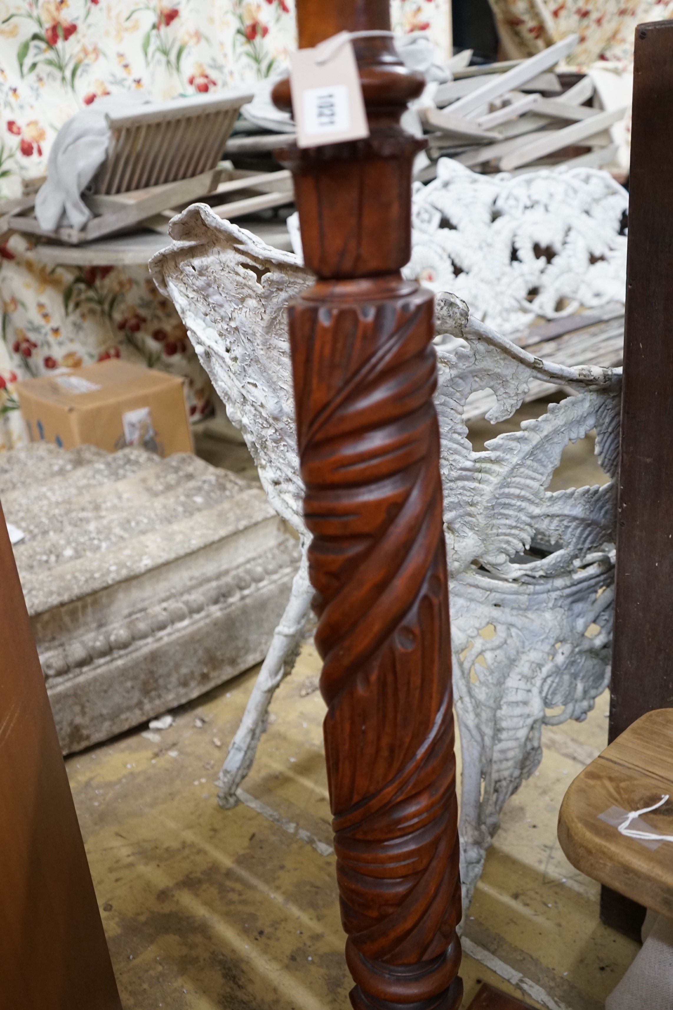 A Victorian and later oak and mahogany pedestal, height 122cm - Image 3 of 4