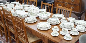 A complete Masons Ironstone Manchu pattern dinner service (settings for twelve persons),