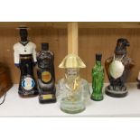 Five novelty shaped spirit bottles; Napoleon, a bear, a sailor, etc. tallest 33cm