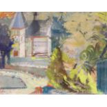 Ray Howard-Jones (b.1903), gouache and watercolour, House and garden, signed, Abbott & Holder