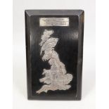 Motor Cycling memorabilia- A silver mounted map of UK showing winning route for Motor Cycling Club