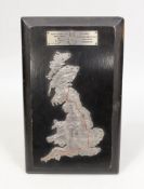 Motor Cycling memorabilia- A silver mounted map of UK showing winning route for Motor Cycling Club