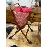 An early 20th century mahogany sewing basket, width 62cm, depth 35cm, height 61cm