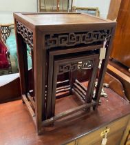 A quartetto of Chinese rectangular tea tables, width 49cm, depth 34cm, height 66cm
