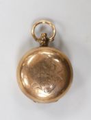 An Edwardian 9ct gold sovereign case, Birmingham, 1906, 30mm, with engraved monogram, gross weight