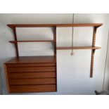 A mid century teak Poul Cadovius teak 'Lado' wall shelving system