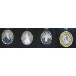 A selection of four framed and glazed portrait miniatures relating to the Robson and Walford Family.